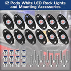 Macarrie 12 Pods Rock LED Lights for Car SUV Underglow Lights Waterproof Neon Trail Rig Lamp Lighting for Truck Motorcycle Boat ATV UTV and More(Red)
