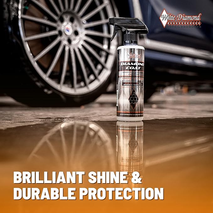 Diamond Coat Graphene Infused Ceramic Spray By White Diamond Detail Products, Advanced SiO2 Technology Infused with Graphene Provides Long Lasting Protection, 16oz Bottle, Brilliant Shine Made Easy