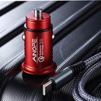 AINOPE USB C Car Charger Super Mini All Metal 54W Fast USB Car Charger PD&QC 3.0 Dual Port Car Adapter Compatible with iPhone 15 Pro Max 14 13 12 11 Pro Max XR XS Max 8 Galaxy S21/20-Red