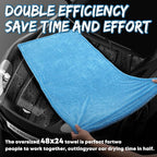 Metyond 48”x24” Car Drying Towel for Full-Sized SUV, Dual Sided Microfiber Car Cleaning Towel with Twisting Yarn Technique, 1400GSM Super Absorbent Scratch-Free, Machine Washable (Dark Gray - Blue)