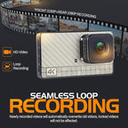 4K Front Dash Cam & 2K Rear Full HD Dash Camera for Cars, Included 32GB Card, 170° Wide Angle, Built-in Wi-Fi, 3" IPS Screen, Night Vision, WDR/HDR, 24hr Parking Monitor