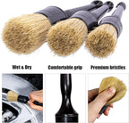 Car Detailing Brushes Set for Cleaning Car Wheel Rim, 3 Pack Automotive Cleaning Brushes Set Wet & Dry Use Scratch Free for Interior Exterior, Leather, Emblem, Wheel, Tire Nut