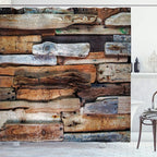 Ambesonne Driftwood Shower Curtain, Wooden Theme Driftwood and Knotty Planks in The Vintage Style Design Digital Image, Cloth Fabric Bathroom Decor Set with Hooks, 69" W x 75" L, Brown