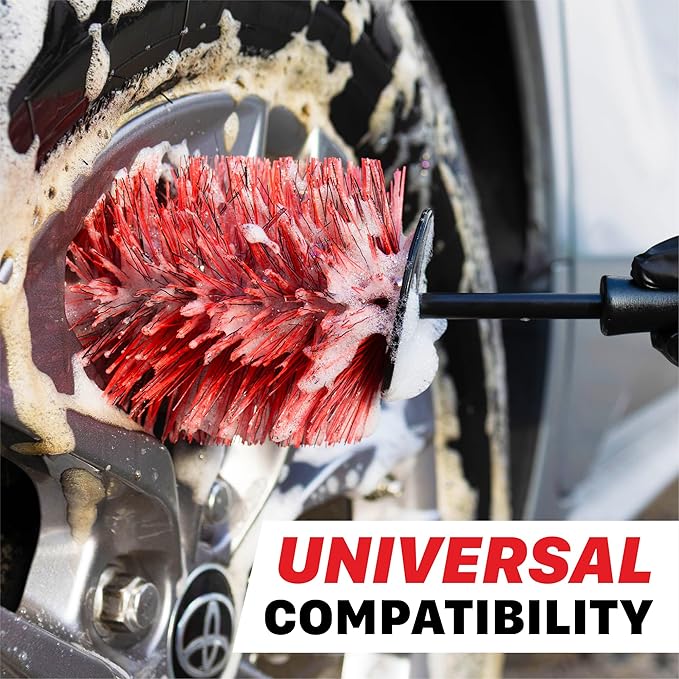 Maxshine 6” Universal Bristle Wheel & Rim Brush – Short PP Handle with Soft Durable Bristles – Quick, Safe & Cleaning Tool for Wheels, Rims, Exhausts & Engine Bays – Detailing for Cars, Trucks & SUVs