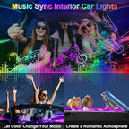 Dreamcolor Acrylic Interior Car LED Strip Lights, 10 in 1 Ambient Lighting Kit with Wireless APP, Dynamic Chasing Music Sync Fiber Optic Lights with DIY Mode, Car Inside Lighting Accessories