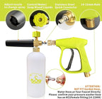 ESP Car Wash Foam Gun High Pressure Car Washer Household Water Gun Foam Generator Washing Blaster 5 Nozzle Tip M22 Adapter with 1 Liter Bottle Washing Mitts Towel