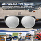 Explore Land Weatherproof Tire Covers 4 Pack Alumium Wheel Protector for Truck, SUV, Trailer, Camper, RV,S (Fits Diameter 29"-31.75"), Silver, Set of 4