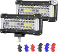 OFFROADTOWN 7inch LED Light Bars Side Shooter LED Pods Off Road Fog Lights Driving Lights Cube with Black Red Blue Side Cover for Truck ATV UTV Motorcycle Pickup Boat