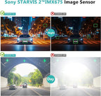12" 3 Channel 4K Mirror Dash Cam, Sony STARVIS 2 IMX675 Night Vision, BSD Blind Spot Detection, 4K+1080P+2.5K Front Inside Rear View Camera, 5.8GHz WiFi, 24H Parking Mode, 128G Card