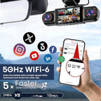 5 Channel 1080P*5 Dash Cam Front Rear Left Right Cabin with OBD2 Power Cable, 360° Coverage Dash Camera for Cars with 128GB SD Card, 5G WiFi & App Control, G-Sensor, 24H Parking Mode, Loop Recording