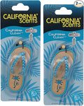 California Scents Scented Sandal Hanging Car Air Freshener - Odor Eliminator for Strong Odor - Flip Flop Car Fresheners (California Clean, 2 Packs)