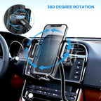 SOAIY 3-in-1 Cigarette Lighter Car Mount + Voltage Detector (Not for Center Console & Window), Dual USB 3.1A Charger with Adjust Gooseneck & 360° Rotating Car Mount Cradle for 1.7-3.7inch Width Phones