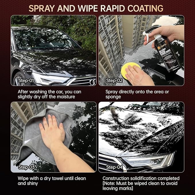 18.6oz Car Coating Spray 6-in-1 Ceramic Paint Sealant Car Wax,Gloss Shine, Extremely Hydrophobic Nano Ceramic Coating, Quick Spray & Wipe Protect Paint, Glass, Wheels, and Trim ﻿ (Pack of 2)