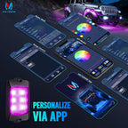 MICTUNING Q1 RGBW LED Rock Lights, APP & Remote Dual Control, 4 Pods Pure Color Underglow Neon Lighting with Wiring Switch Kit for Trucks Cars ATV UTV Golf Carts (2 Year Warranty)