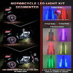 8PCS Segmented Motorcycle RGB LED Light Kits with APP/RF Remote, Multicolor Underglow Lights with Brake Turn Signal, 12V Waterproof Strip for Sport Bike, Cruiser, Street & Dirt Motorcycle
