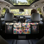 Dragonfly Car Trunk Organizer for Women Lady Boho Floral Blossoms Waterproof Hanging Car Storage Organizer Trunk Storage Bag