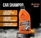 Car Wash & Shine Kit – Foaming Car Shampoo 1000ml + Spray Wax Polish 750ml, Deep Clean, High Gloss Finish, Paint & Plastic Protection, Made in Italy