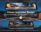 Pelsee S12 Native 4K + 2.5K Rear View Mirror Camera, Mirror Dash Cam w/ 8MP Sensor, Telephoto Lens, Color Night Vision, WiFi 6 30MB/s Download, GPS, 64GB Card Included, Backup Camera for Car Truck SUV