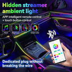 Dream Color Acrylic Interior Car Ambient Light Kit, Bphuny 18 in 1 593 LEDs Fiber Optic Multiple Modes Decoration Atmosphere Lights with Music Dynamic Rainbow Rhythm, RGB Neon Lights for All Cars