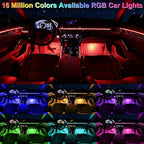 Car LED Interior Strip Lights 6 in 1 APP and Remote Control, RGB 16 Million Colors Ambient Lighting Kit with 315 inches Fiber Optic,Car Decoration for Dash Door Roof