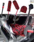 oesee Metal Free Microfiber Wheel Brush Kit- Microfiber Angled Wheel Brush, Long Handle Wheel Brush, Tire& Detailing Brush, Wheel Wash Mitt. Hands-On Wheel Detailing Kit for Daily Wheel Cleaning