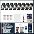 RGB Rock Lights for Trucks, 8 Pods 5-Sided LED Underglow Lights with App/RF Remote Control, 160° Wide Angle Music Sync Neon Exterior Light Kit, IP67 Waterproof, No-Drill for Jeep SUV ATV UTV Boat