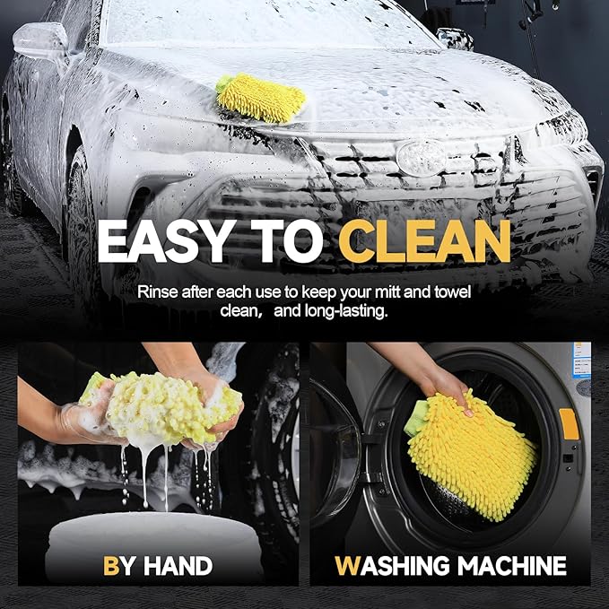 toretark Microfiber Car Wash Mitt, Car Sponge Wrapped in Soft, Plush Fiber Cloth Material, Safe Washing with Any Car Soap, Bucket, Foam Gun, Foam Cannon, Other Cleaning Supplies
