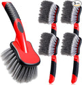 LemonRoad 5 Pack Car Wash Brushes Wheel Cleaner and Tire Brush for Car Detailing Bristle Fender Cleaning Supplies 10.3 inch Short Handle for Rim Carpet Truck SUV Moto RV Motorcycle