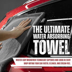 RAPIDWIPE 24" x 36" Ultra Drying Towel 1300 GSM Twisted Loop Microfiber, Super Absorbent, No Streaks or Lint, Double Sided – Reusable Car Wash Towel, Auto Detailing Cloth,