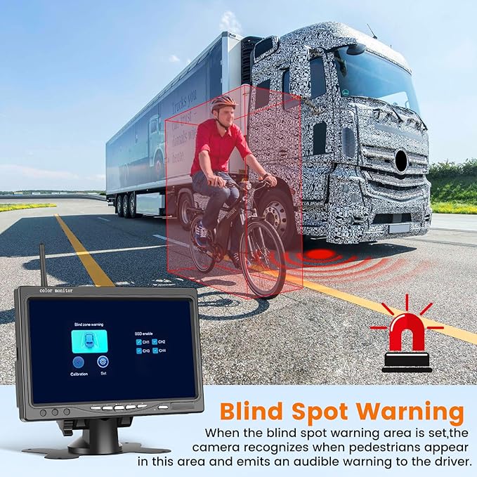 Hikity Wireless Car Rear View Camera 7 Inch Monitor Kit Screen Waterproof Reversing Camera Night Vision Rear View Camera for Truck/RV/Trailer/Bus