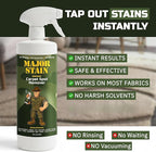 Major Stain Carpet Stain Remover Spray 32oz (2 Pack) – Powerful Cleaner & Spot Remover for Upholstery, Rugs & Fabric – Removes Wine, Coffee, Grease & Food Stains – Fragrance Free