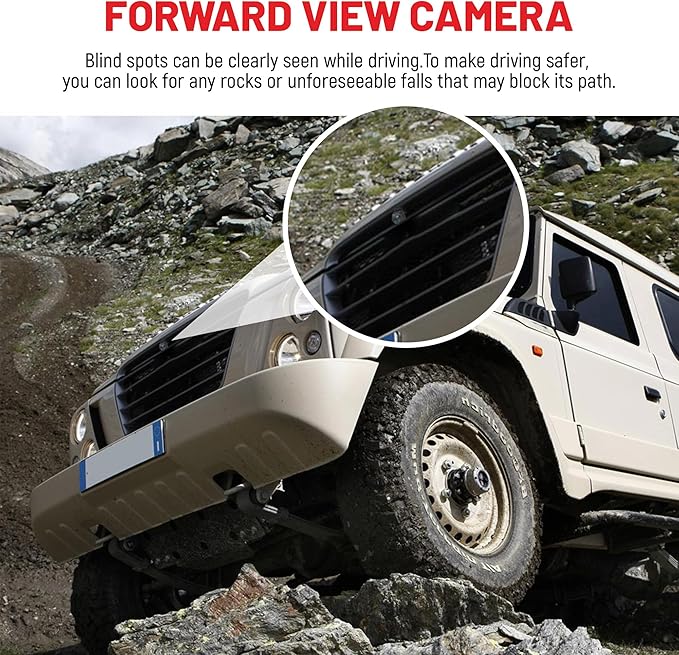 RED WOLF Front View Camera Select for Jeep Wrangler JL/JLR/JLU/JT/Gladiator/Rubicon 2018-2021 Off-Road Forward Front Facing View Cargo Camera Kit Grille Metal Housing Mount, Wide Vision Waterproof