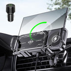 Wireless Car Charger Mount, Auto-Clamping 15W Dual Coil One-Touch 90° Rotatable Car Phone Holder Wireless Charger for Samsung Galaxy Z Fold 7/6/5/4/3, Z Flip, Galaxy S Series and iPhone