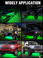 8 Pcs Car Led Light Strip IP67 Waterproof 11" Flexible Led Lights Underglow 12V for Car Motorcycle Boat Golf Cart Interior Exterior Decoration - Green