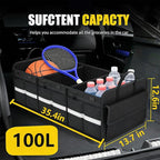 CloudDream Car Trunk Organizer and Storage, 35.4" Large Foldable Cargo Storage with 3 Compartments & 6 Pockets, Waterproof Collapsible Organizer for SUV, Truck, Minivan, Sedan, Auto Accessories