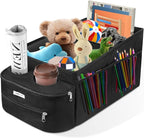 FUNNy elf Passenger Seat Organizer, Collapsible Car Storage with Partitions & 4 Cup Holders for Front or Back Seat