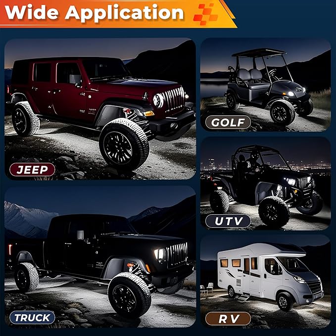 30 Pods Pure White LED Rock Lights Kit with Switch Wiring Harness,6500K 810 LEDs Bright Rock Lights for Trucks,Waterproof Underglow Light for Car Jeep Off Road ATV UTV SUV(Patented)