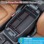 TOPINSTALL Red Center Console Tray Compatible with Ford Escape 2020-2026/Bronco Sport 2021-2025 Accessories, Long Compartment Armrest Box Storage Organizer Coin Container (Not for 2026 Sport)