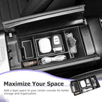 LUWU Center Console Organizer Compatible with 2022-2026 Benz C-Class C300/C300 4Matic/AMG C43/AMG C63 SE Performance W206 Accessories Armrest Console Storage Box Insert Tray ABS Material White
