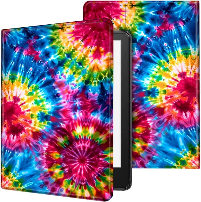 for Kindle Paperwhite Case,6.8" Kindle Paperwhite 11th Generation Case and Kindle Paperwhite Signature Edition,Leather Slim Adjustable Stand Cover with Auto Wake/Sleep,Rainbow Color