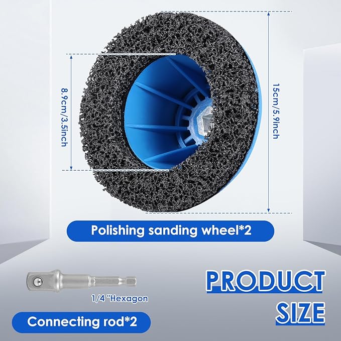 6" Wheel Hub Resurfacing Kit with Drill Adapter, Tire Change, Quick Rust Removal for Lug Studs and Rotors, Automotive Maintenance Tool(2set)