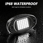 4 Pods White Rock Lights 6000K Pure White 36 LEDs SMD Chips Super Bright Neon Underglow Light IP68 Waterproof for Pickup Trucks SUV UTV ATV RZR Car Boats