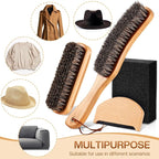 4 Pcs Horsehair Felt Hat Brush Kit with Cleaning Sponge Cowboy Clean Hat Wood Fedora Hat Cleaning Set Baseball Cap Lint Brush Remove Dust for Hair Furniture Suits Clothes(Style H)