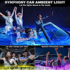RGB Acrylic Interior Car LED Strip Light with Wireless APP, 14 in 1 with 175 inches 593 LEDs Neon LED Strip Light, 16 Million Colors Dynamic Music Sync Car Ambient Lighting Kits
