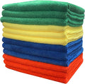CleanAide Ultra-Absorbent 300 GSM Microfiber Towels for Auto Detailing, Home & Commercial Cleaning, Streak-Free, Lint-Free, Reusable & Machine Washable, 4 Colors for Organization,16x16 Inch, 12-Pack