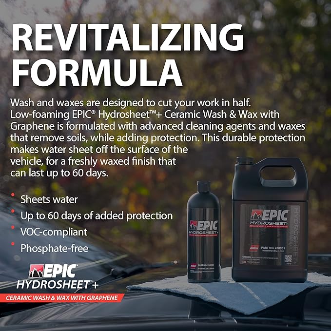 Malco Epic Hydrosheet - Ceramic Wash and Wax with Graphene/Clean, Shine, and Protect Your Vehicle in One-Step / 1 Gallon (260901)