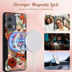 for Moto Edge 2024 Case - Compatible with MagSafe Women Girls Cute Magnetic Protective Phone Cover Girly Kawaii Mushroom Flower Heavy Duty Shockproof Design for Motorola Moto Edge 2024 Cases