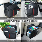 Car Seat Back Organizer, 1 Pack Multifunctional car organizers and storage with Cup Holders, Car Trash Can, Back of Seat Car Organizer for Kids & Adults, Universal for Most Cars, Black