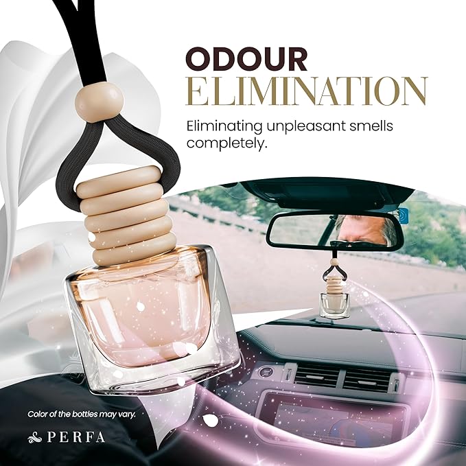 Fresh Linen Car Air Freshener | Hanging Car Freshener with Vent Clip | Long Lasting Fragrance, Slow-Release Aroma Technology, Adjustable Scent Intensity | Scented Interior Accessories by Perfa