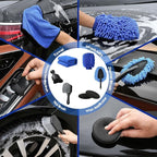 Qydipclin 29Pcs Car Detailing Kit, Car Detailing Brush Set, Car Wash Cleaning Kit, Car Detailing Brushes, Professional Car Care Kit for Interior Exterior Wheels, Blue